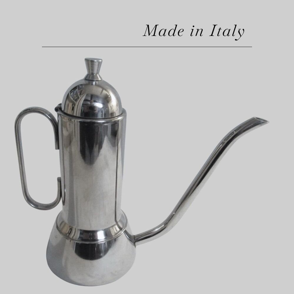 Vintage Italian INOX 18/10 Stainless Steel Coffee/Oil Pitcher – High Polish